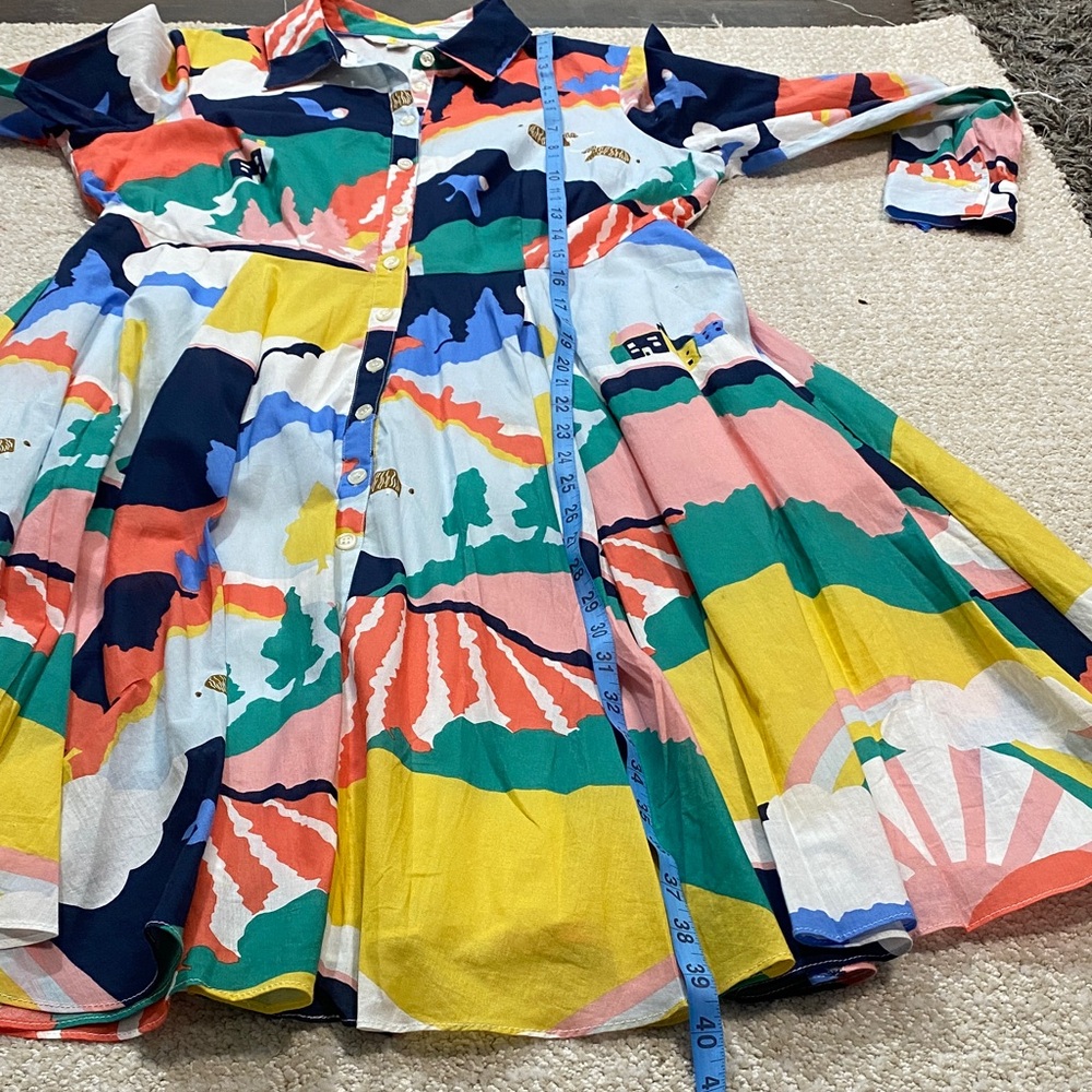 Boden Multicolor Abstract Long Sleeve Dress Size 8P 100% Cotton - Picture 12 of 16